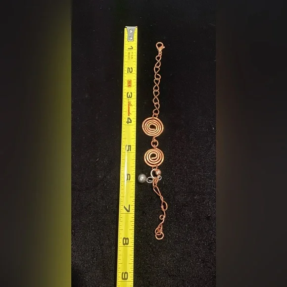 Handmade Pure Copper Sterling Silver Bracelet 925 7.5” Swirl Unisex - Picture 4 of 4